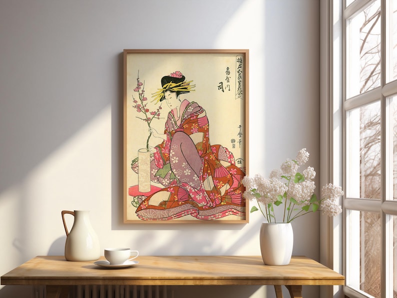 Vintage Geisha Art Ukiyo-e Print, Oiran Art Print Japanese Woodblock ...