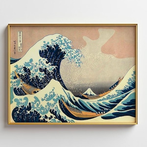 Poster Great Wave Hokusai Poster Wave Japanese Art Vintage Japanese Wall Art Traditional Japanese Framed Poster Minimalist Art Asian Art
