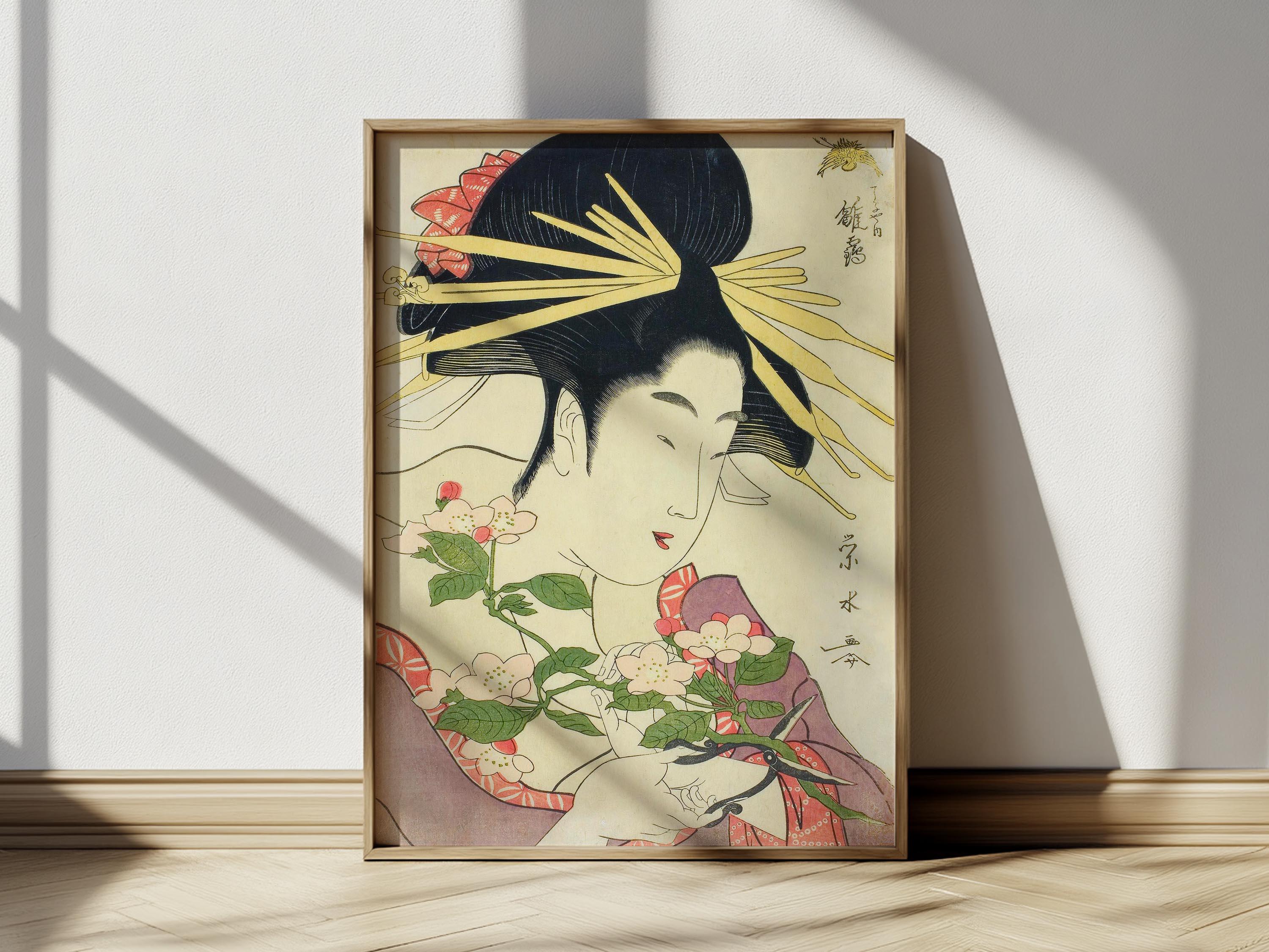 Vintage Geisha Poster, Japanese Ukiyo-e Art Print Woodblock Print ...