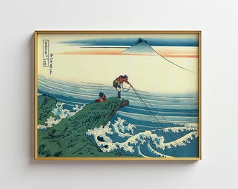 Hokusai Wave Mt Fuji Poster, Vintage Japanische Landschaft Kunstdruck Gerahmte Poster Holzschnitt Asiatische Wandkunst