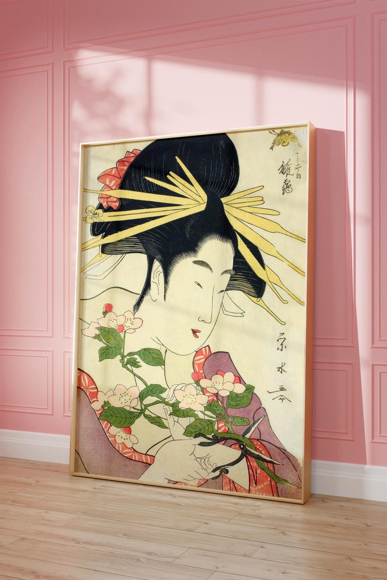 Vintage Geisha Poster, Japanese Ukiyo-e Art Print Woodblock Print ...