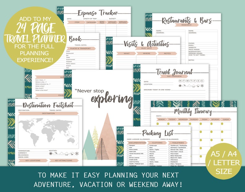 Printable Canada & USA Travel Planner / USA Vacation Planner Etsy
