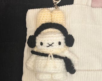 Crochet Headphone Miffy, w/ Miffy Bag Keychain - Plush Bag Charm