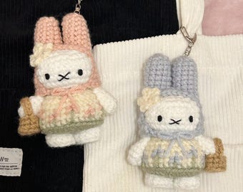 Crochet Picnic Miffy Keychain - Plush Bag Charm