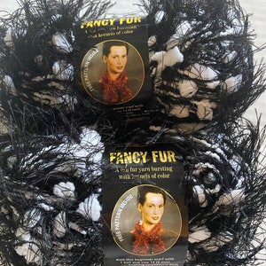 2 Skeins Yarn Fancy Fur #258 Lion Brand Night & Day Black White