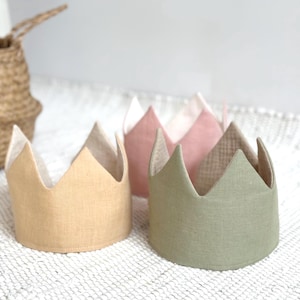 Linen Crown for Kids | Handmade Fabric Crown for Birthdays, Celebrations, and Photoshoots. First birthday outfit, party crown.