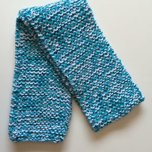 Blue & White Knit Scarf - Adult Size