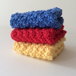 Red, Blue, and Yellow Dishcloths - Set of Three