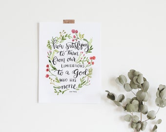 Tozer quote on watercolor florals 8x10 print