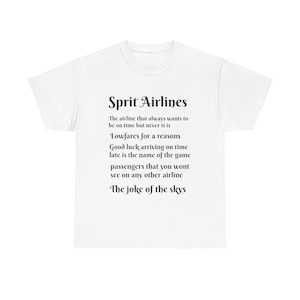 Sprit Airlines Joke Tee, Flight Humor Tshirt, Travel Graphic Shirt, Unisex Cotton Top, Aviation Gift