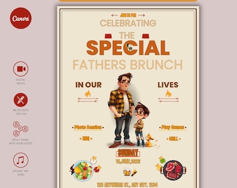 Father’s Day Digital Invitation, Dad BBQ & Celebration Invite, Editable Father’s Day Party, Printable Dad’s Day Invite, Modern Masculine
