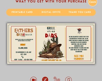 Father’s Day Digital Invitation, Dad BBQ & Celebration Invite, Editable Father’s Day Party, Printable Dad’s Day Invite, Modern Masculine