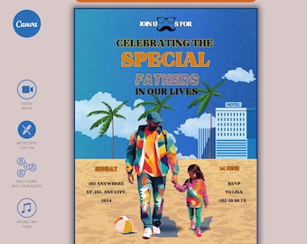 Father’s Day Digital Invitation, Dad BBQ & Celebration Invite, Editable Father’s Day Party, Printable Dad’s Day Invite, Modern Masculine