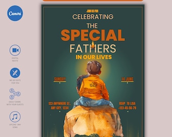 Father’s Day Digital Invitation, Dad BBQ & Celebration Invite, Editable Father’s Day Party, Printable Dad’s Day Invite, Modern Masculine