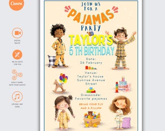 Boys Pajama Party Invitation: Sleepover Birthday, Game Night (Digital)