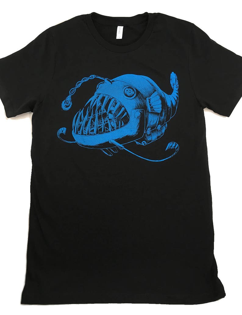 Robot Angler Fish T-shirt Original silk-screened design Lantern Fish image 3