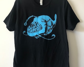 Robot Angler Fish T-shirt - Original silk-screened design - Lantern Fish