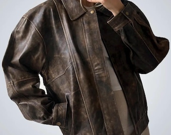 90'「Vintage」Brown Faded Oversize A2 レザー 90'「Vintage」Brown Faded Oversize A2 レザー