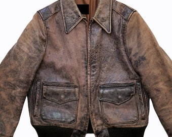 Militaire G1 vintage stijl bomberjack herenhandgemaakt verweerd bruin echt rundleer Airforce piloot streetwear winterjas