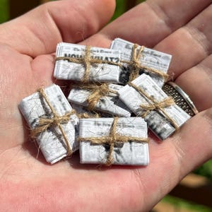 Dollhouse Miniature Newspaper Bundle – 1:12 Scale Mini Porch Accessory
