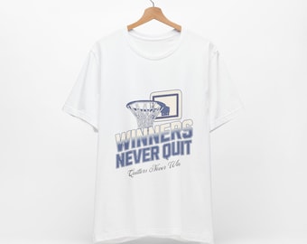Youth Basketball T-Shirt: Winners Never Quit, Game Day Tee