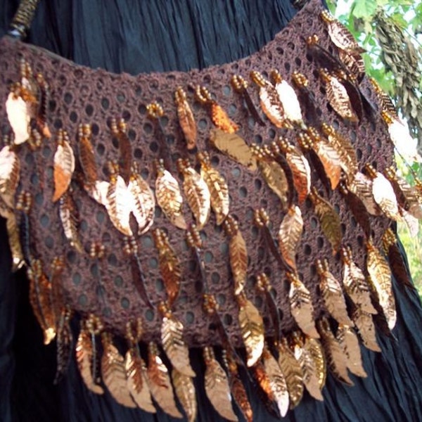 Evening Bag of Amber Beads and Autumn Leaves