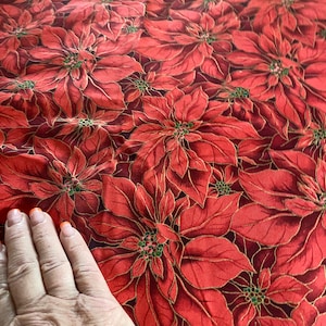 Tissu de coton Poinsettia rouge, 6 yards