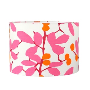 Pink Drum Lamp Shade - Botanical Print Lampshade - Girls Room Custom Lampshades