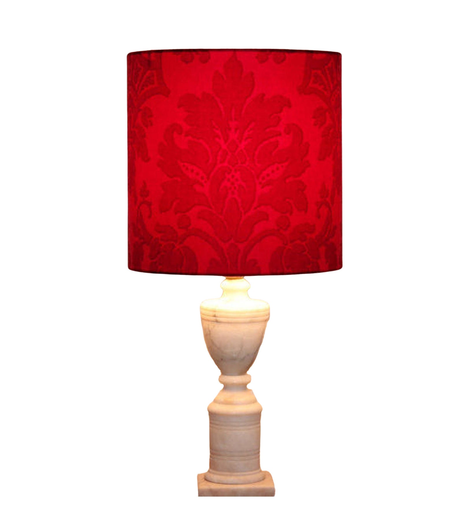 Red Damask Bell Lamp Shade Vintage French Fabric Etsy