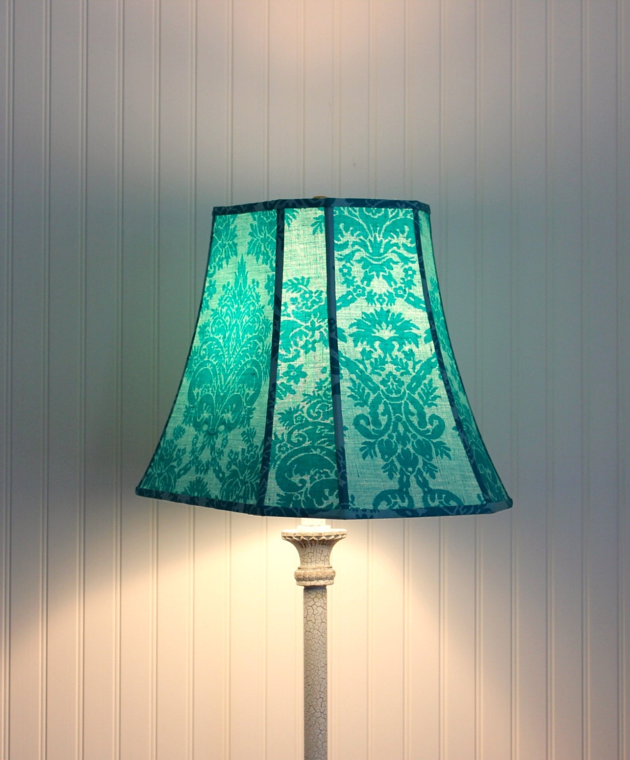 Home & Living Aqua Blue Damask Lamp Shade Lighting