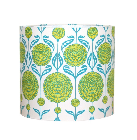 Teal And Yellow Fl Lamp Shade Bohemian Style Drum Lampshade