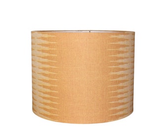 Mustard Yellow Ikat Linen Lamp Shade,  Peter Dunham Fabric Drum Shade, Patterned Lamp Cover for Table Lamp, Blurred Line Design
