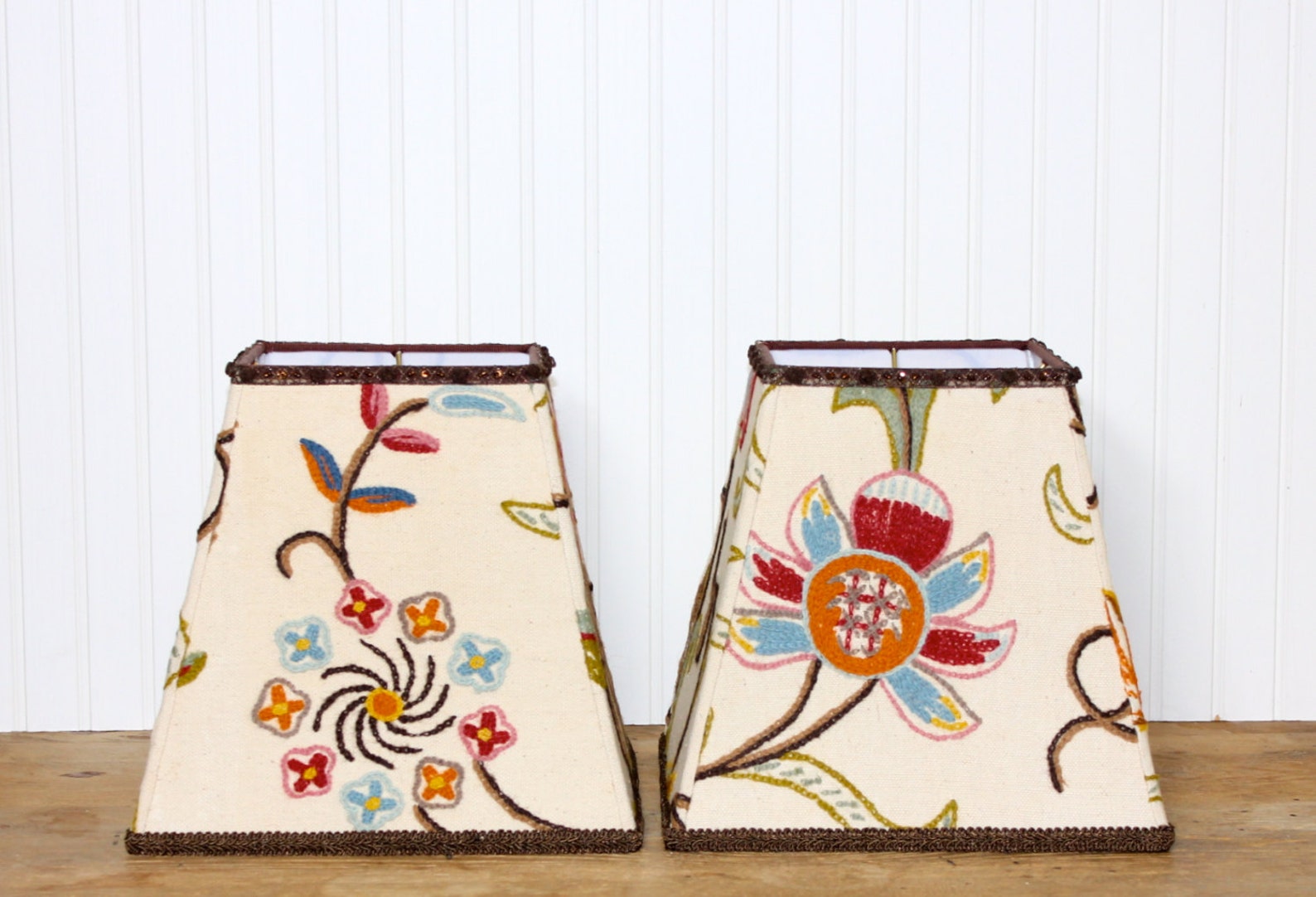 Bohemian Crewel Lamp Shade Lampshade Pendant Vintage Multi Etsy