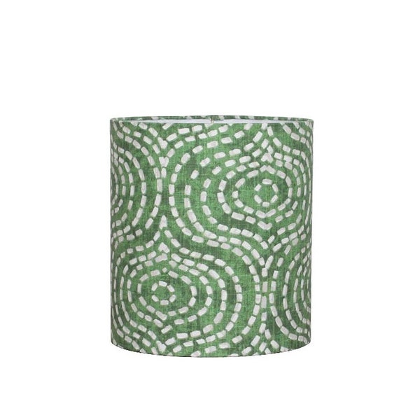 Pine Green Geometric Lamp Shade - Custom Small Drum Lampshade