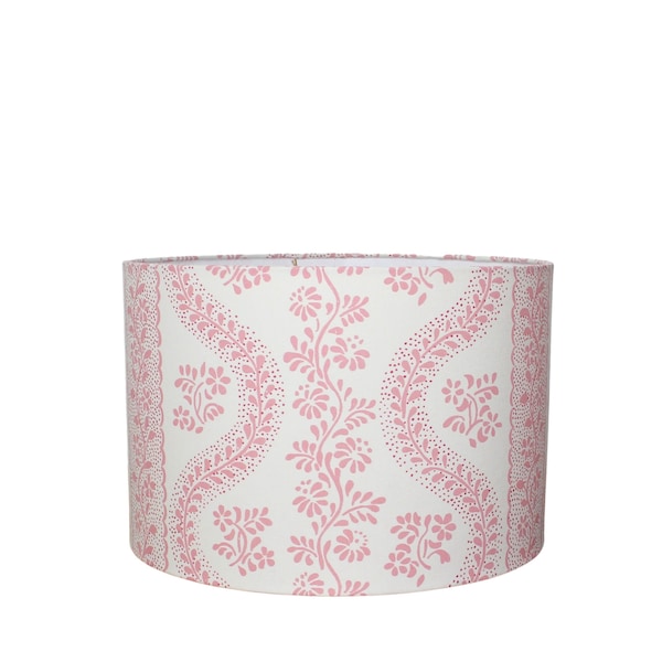 Dolly Pink Floral and Stripe Lampshade - Girls Room Decor - Custom Lamp Shade