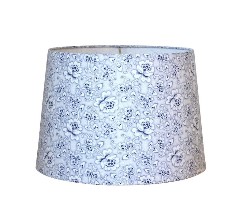 Blue and White Floral Lamp Shade Antique Fabric - Etsy