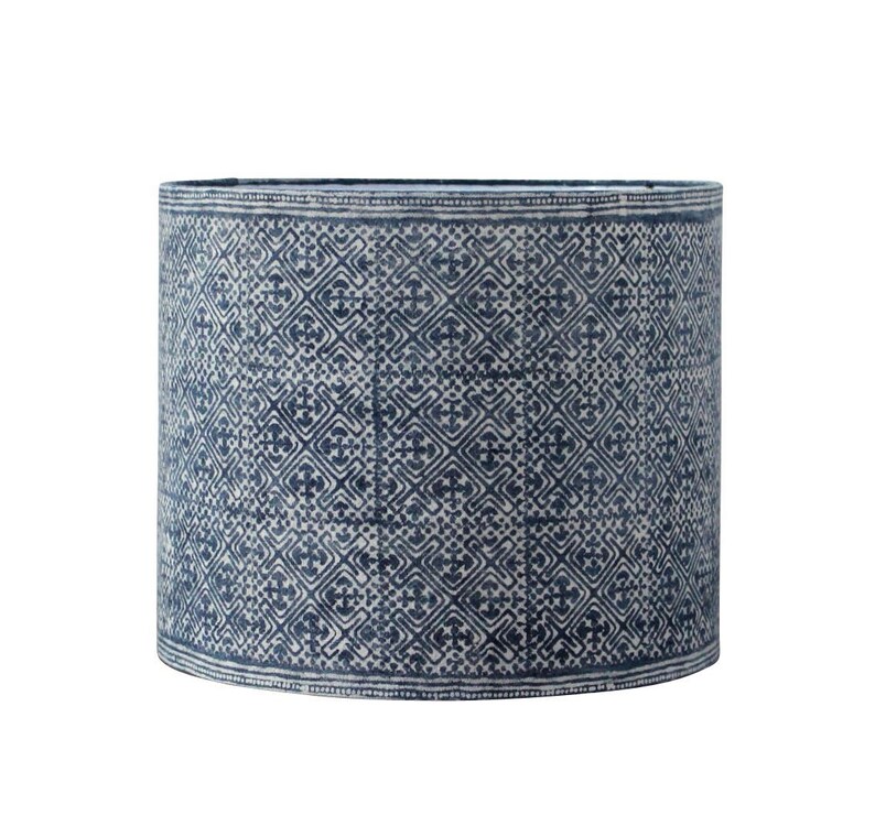 Modern Gray Ikat Drum Lampshade Handwoven Fabric image 10