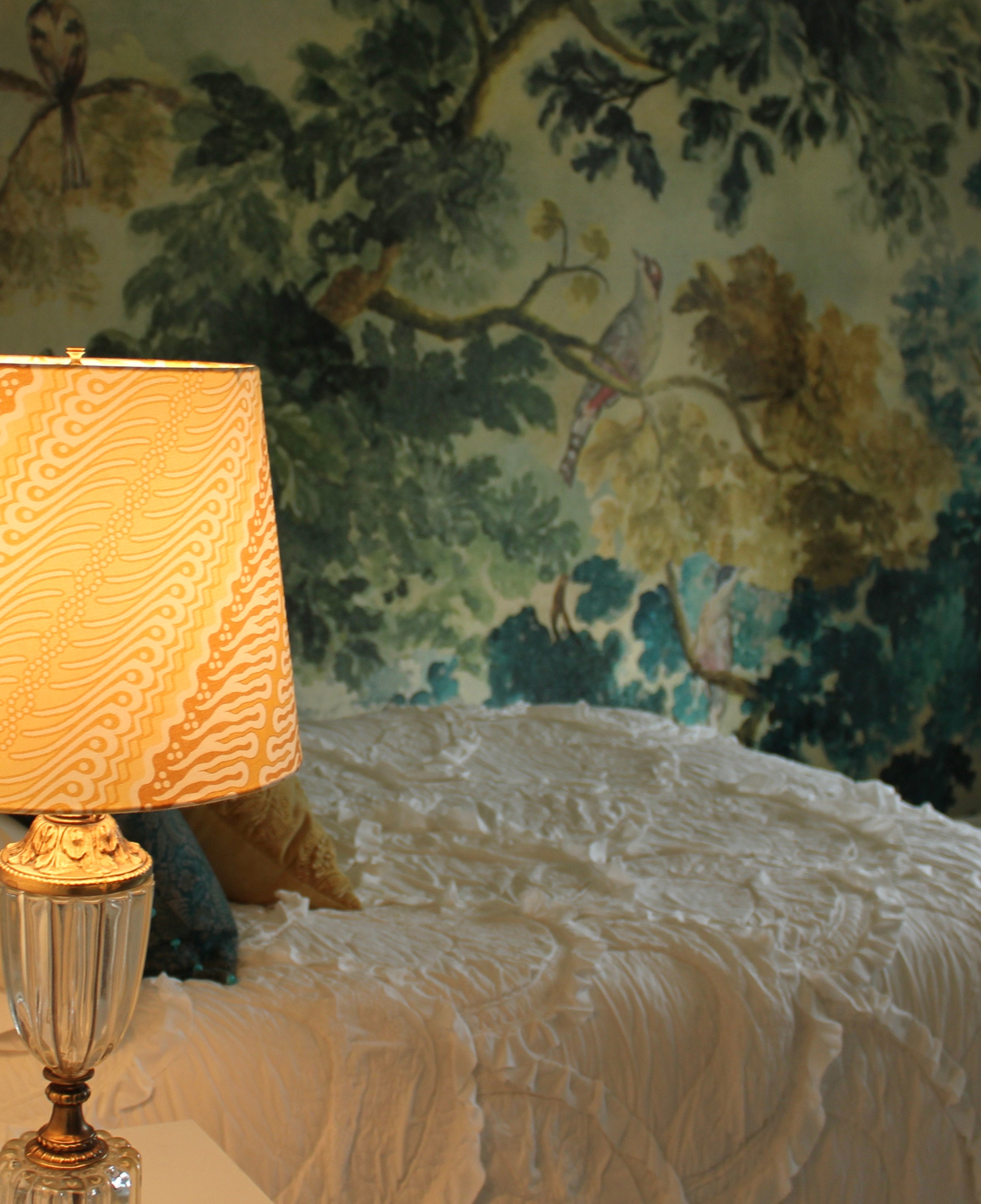 Yellow Striped Lampshade, Sister Parish Fabric Lamp Shade