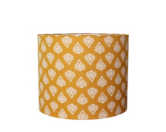 Mustard Buti Block Print Drum Lampshade