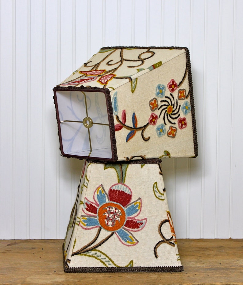 Bohemian Crewel Lamp Shade Lampshade Pendant Vintage Multi Etsy
