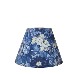 Blue Toile Lampshade, Antique French Fabric, Floral Table Lamp Cover, Luxury Home Gift