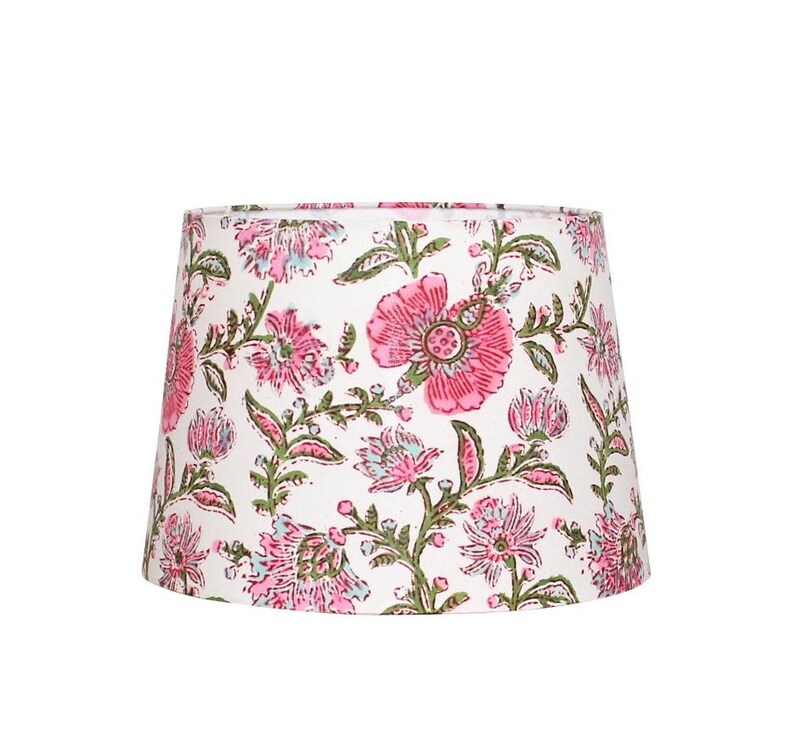 Pink Block Print Lampshade Floral Lamp Shade Bohemian Etsy