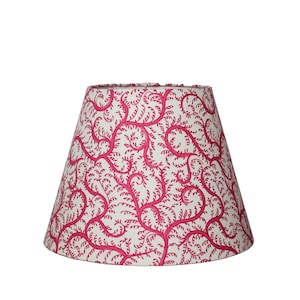 Raspberry Red Lampshade, Unique Vine Design, Designer Fabric Light Cover
