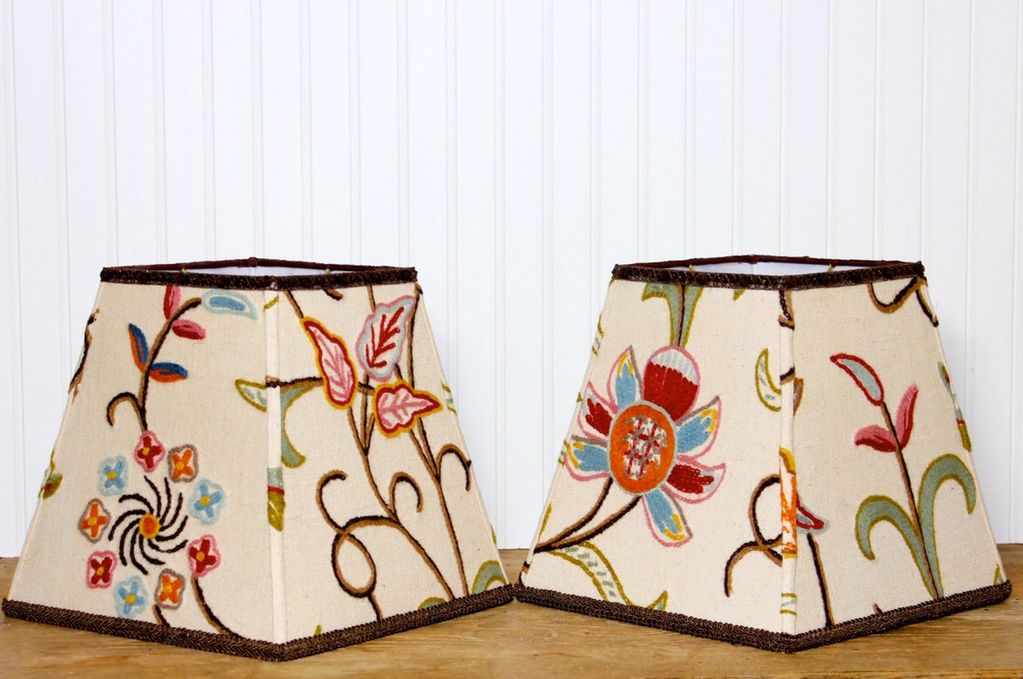 Bohemian Crewel Lamp Shade Lampshade Pendant Vintage Multi Etsy