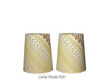 Yellow Striped Lampshades Sister Parish Fabric Custom Sconce Shades Wall Lamp Covers Whimsical Nursery Lampshade Clip On Set of 2