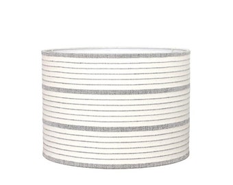 Modern Drum Lamp Shade, Fabric Lampshade Black Striped, Pendant Lighting