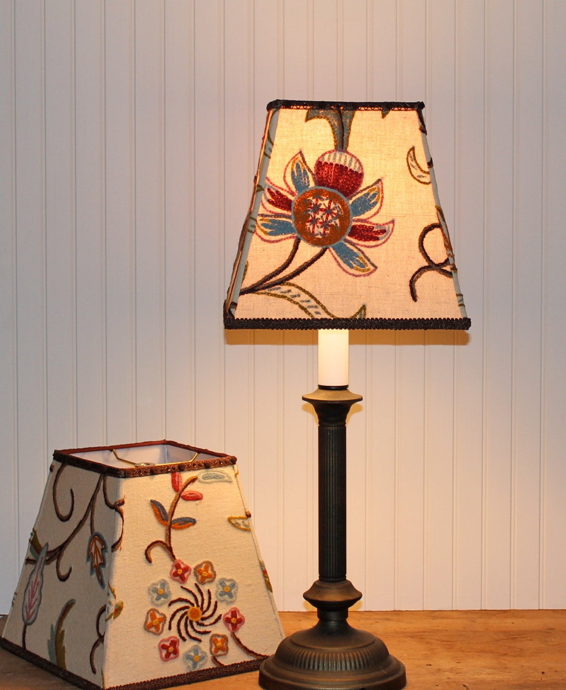 Bohemian Crewel Lamp Shade Lampshade Pendant Vintage Multi Etsy