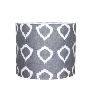 Modern Gray Ikat Drum Lampshade Handwoven Fabric image 1