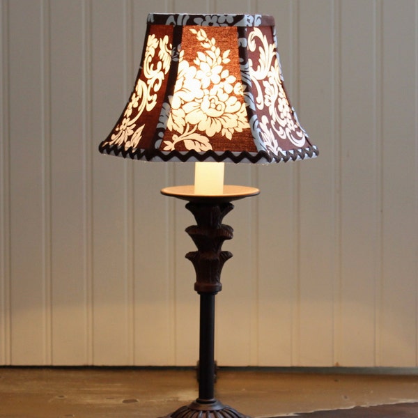 Damask Lamp Shade Lampshades Lamp Mini Sconce Double Chocolate Brown and White