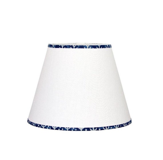 Indigo Blue and White Linen Lampshade Block Print Lamp Shade